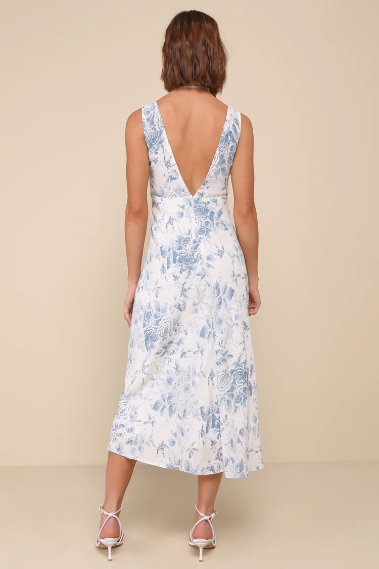 Picture-Perfect Days White Floral Lace V-Neck Midi Dress | Lulus