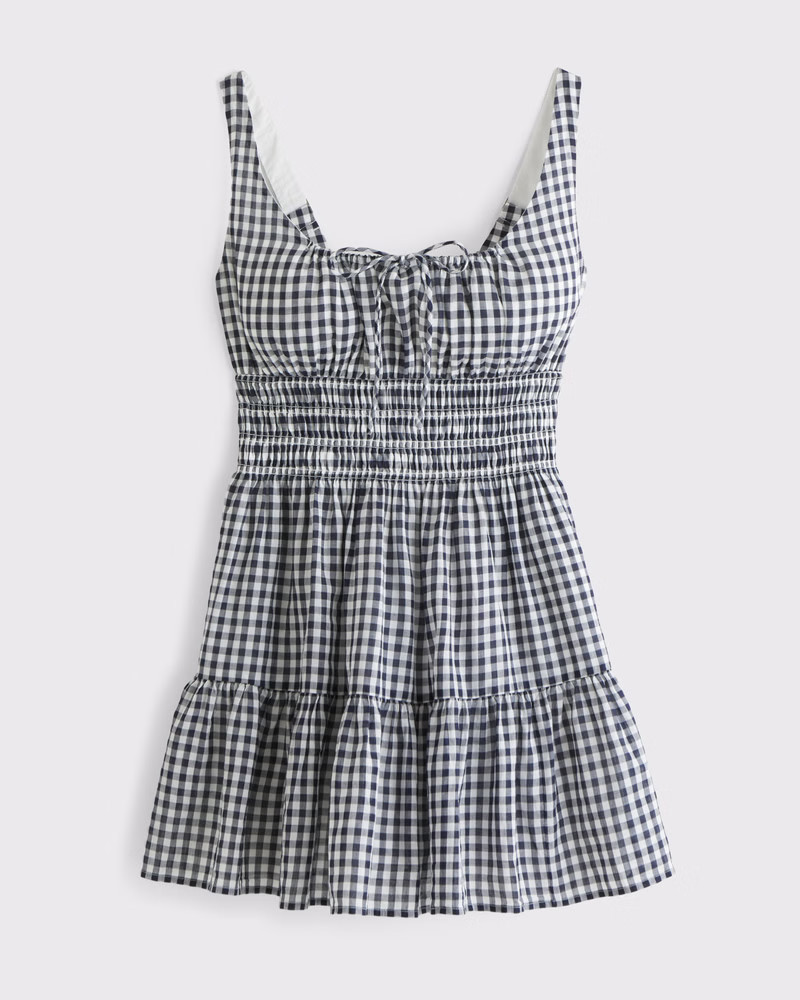 Smocked Tie-Front Mini Dress | Abercrombie & Fitch (US)