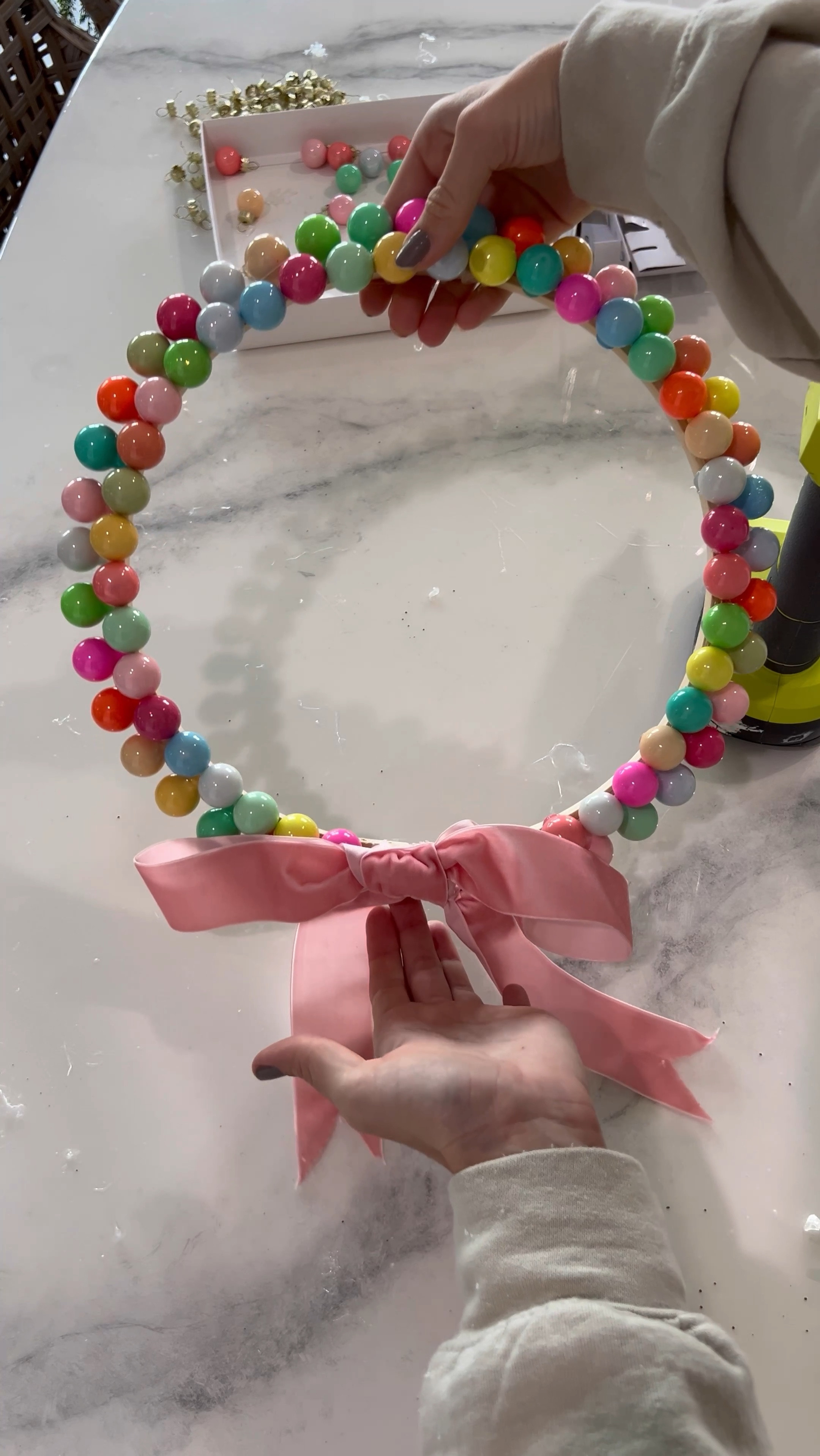 The cutest little mini ornament wreath + my inspo if you’d rather buy!

I grabbed colorful mini ornaments, removed the tops, and hot glued them to an embroidery hoop! Then I added some cute pink velvet ribbon to finish it off. So easy and fun!! 



#LTKHome #LTKHoliday #LTKSeasonal