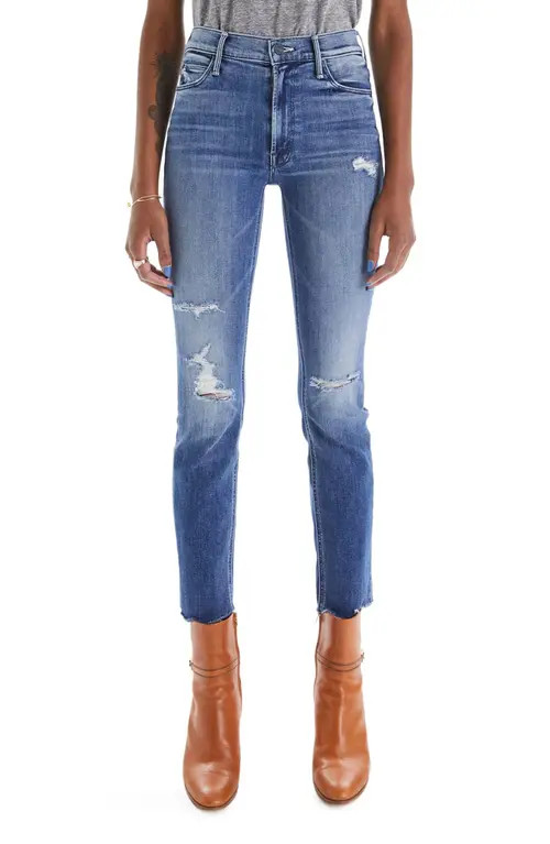 MOTHER The Dazzler Crop Fray Hem Skinny Jeans in Weekend Warrior at Nordstrom, Size 34 | Nordstrom