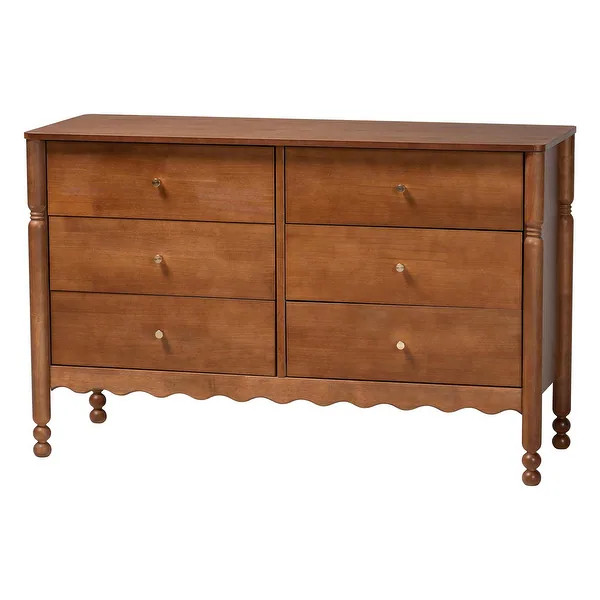 Hoffman Dresser - 6-Drawer Horizontal Storage Cabinet with Scalloped Apron and Turned Legs for Be... | Bed Bath & Beyond