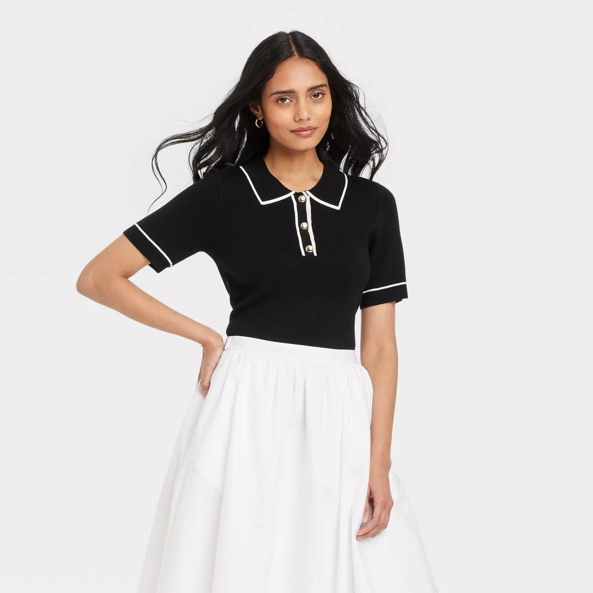 Women's Short Sleeve Polo Collar Pullover Sweater - A New Day™ | Target