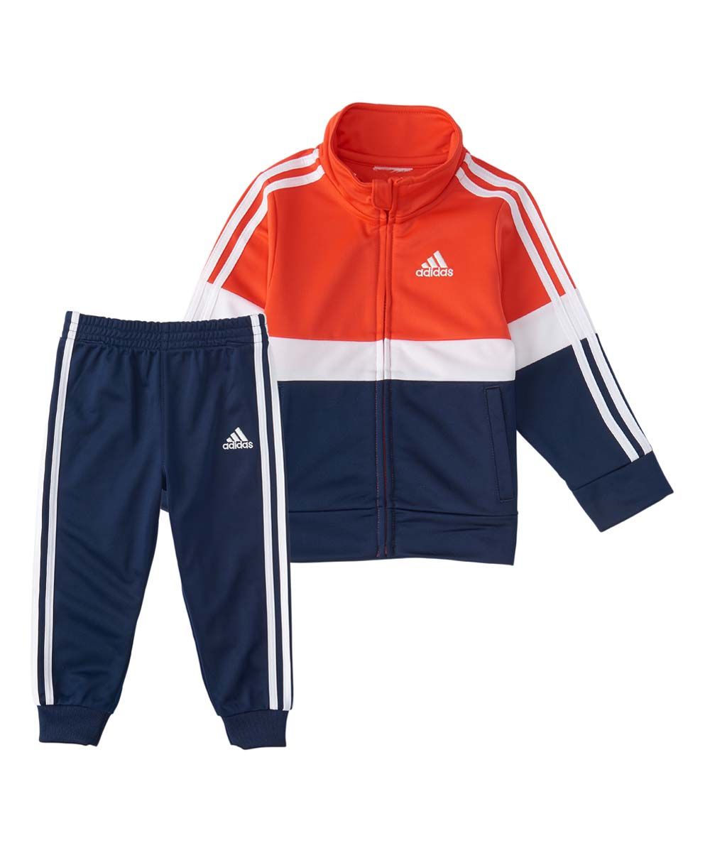 adidas Boys' Sweatpants ORANGE - Orange Red & Navy Color-Block Varsity Track Jacket & Track Pants -  | Zulily