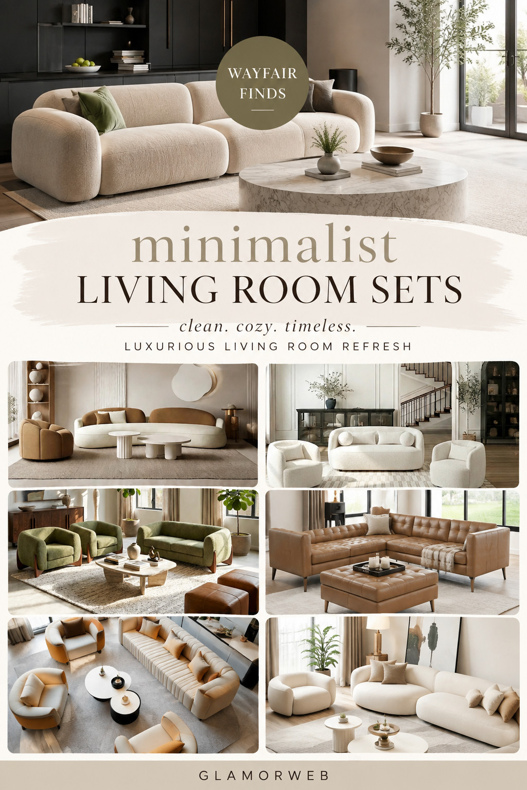 POV: your living room just turned into a Pinterest dream 🤍✨
these Wayfair minimalist living room sets are the definition of clean, cozy, and timeless. from soft boucle sofas to warm neutral leather sectionals, every piece gives that effortless luxury look without overcomplicating your space.

if you’ve been wanting a living room refresh that feels calm, elevated, and designer-inspired… this is it 🛋️ saving these for my dream home ASAP because this aesthetic NEVER goes out of style 🤎

#wayfairfinds #wayfairhome #ltkhome #ltkhomeinspo #ltkdecor #pinteresthome #pinterestinspo #livingroominspo #livingroomdecor #modernlivingroom #minimalistdecor #minimalisthome #neutralhome #neutraldecor #cozyhome #cozylivingroom #luxurylivingroom #homeinspiration #interiordesignideas #homedecorfinds #decorinspo #homegoals #livingroomideas #modernhomeinspo #affordableluxury #bouclesofa #sectionalsofa #coffeetabledecor #homerefresh #viralhome #trendingdecor #ltkviral #cleanaesthetic #simpleliving #homestyle 

 #LTKSeasonal #LTKHome #LTKSaleAlert