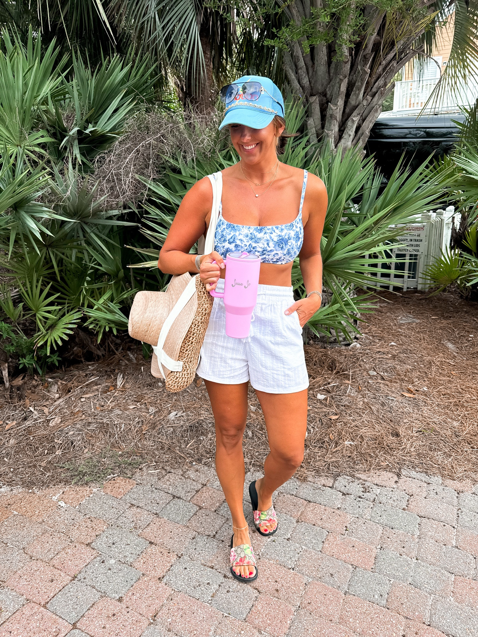 Top-large
Bottoms-medium
Shorts-medium 
Slides-tts 38
Hat-code JESSA10

#LTKShoeCrush #LTKStyleTip #LTKSwim