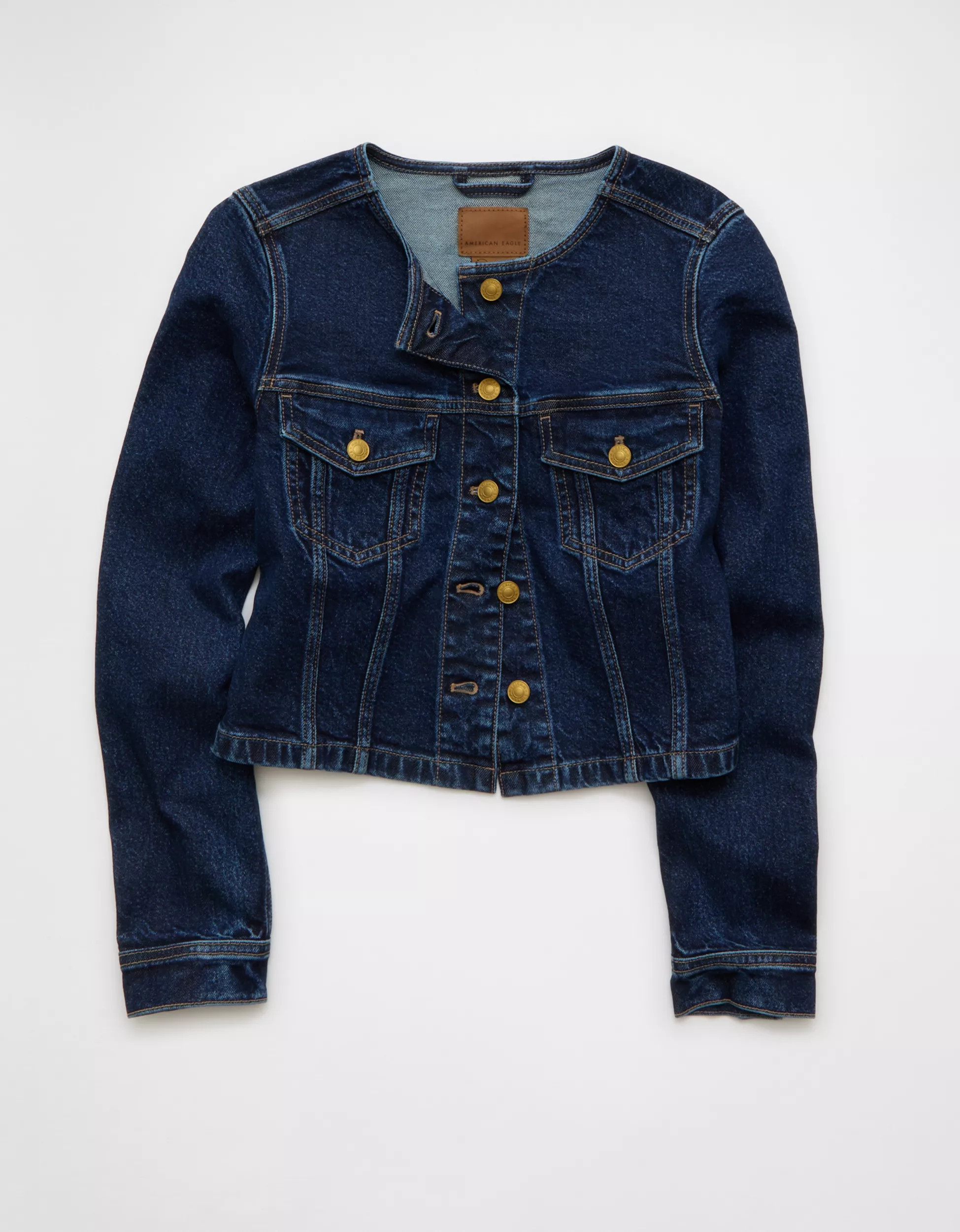 AE Collarless Denim Jacket | American Eagle Outfitters (US & CA)