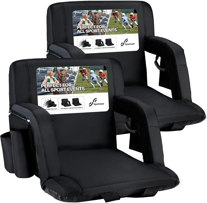 Sportneer Stadium Seats with Back Support: 2.5'' Thick Comfy Cushion 6 Adjustable Angle Bleacher ... | Amazon (US)