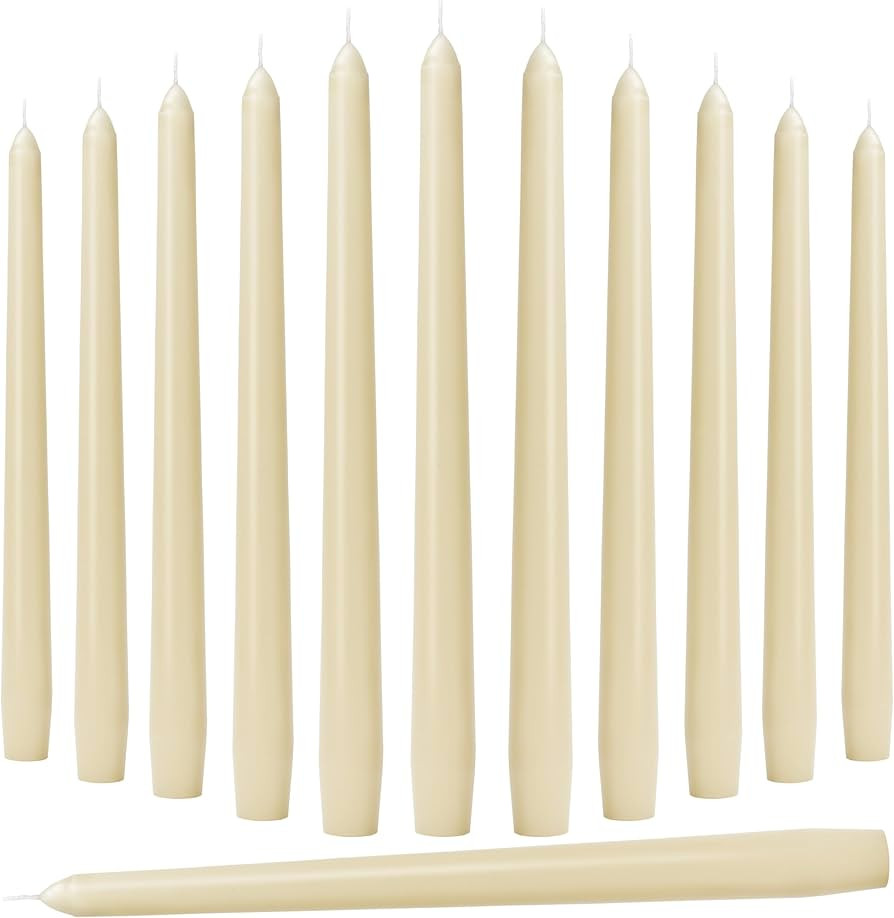10-Inch Ivory Taper Candles - Dripless Smokeless Tapered Candle Cream Unscented Candlesticks Para... | Amazon (US)