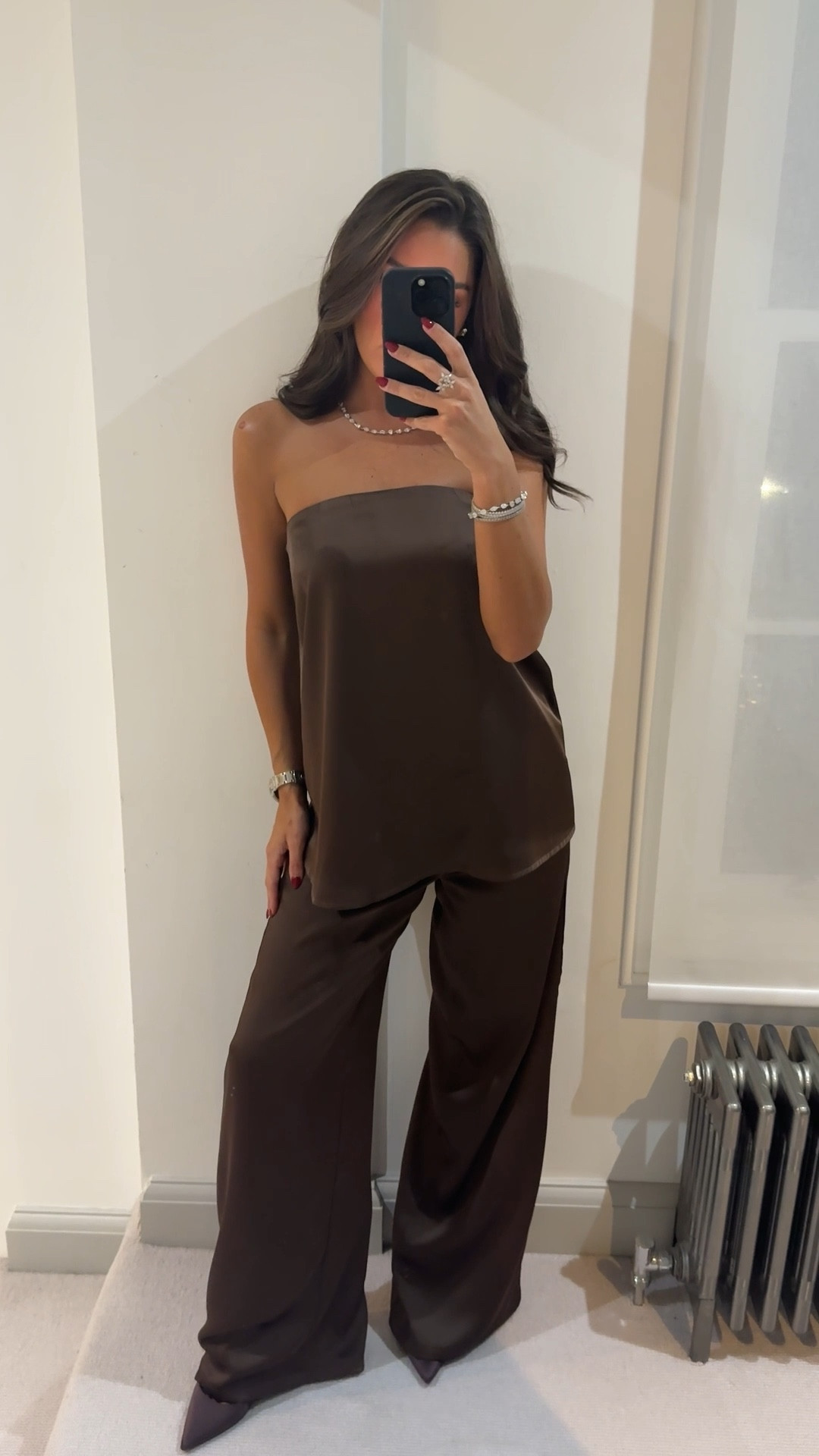 Satin silk top and trousers, classy outfit, going out outfit, New Year’s Eve out, NYE, date night outfit, sophisticated 

#LTKdatenight #LTKpartywear #LTKuk
