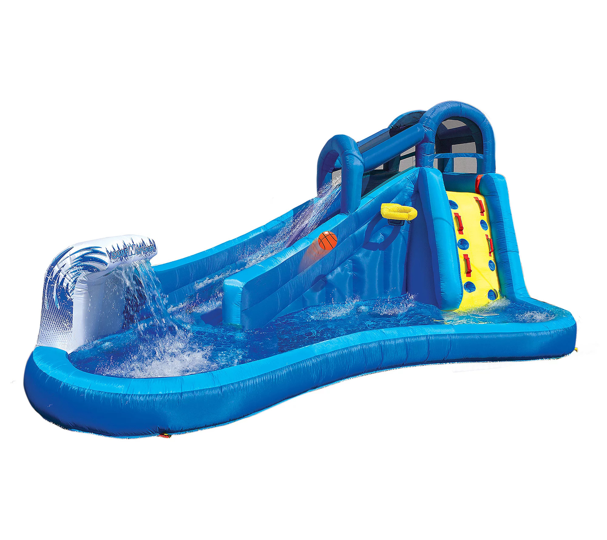 Banzai Surf N' Splash Water Park Slide w/ Baske ball Hoop | QVC