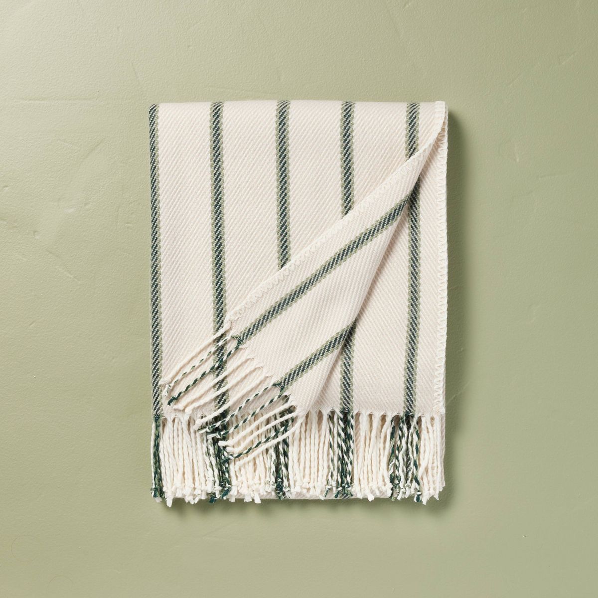 Stripe Woven Throw Blanket Cream/Green - Hearth & Hand™ with Magnolia | Target