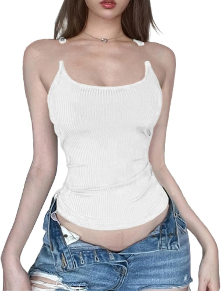 Aesthetic Tank Tops Bodycon Tank Tops Sexy Tops for Women Y2k Top Strap Tank Top | Amazon (US)