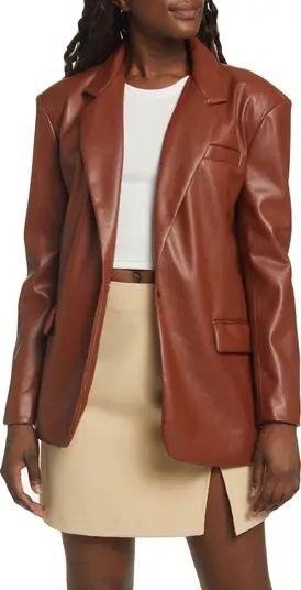 Oversize One-Button Faux Leather Blazer | Nordstrom