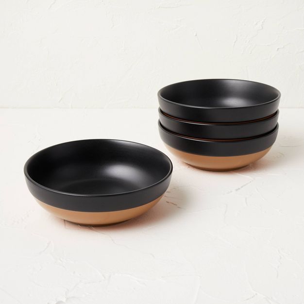 26oz Stoneware Dinner Bowls Black/Orange - Opalhouse™ designed with Jungalow™ | Target