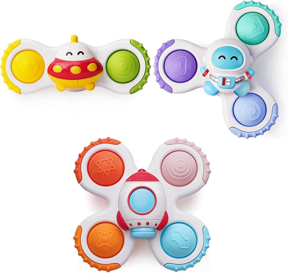 LiKee Strong Suction Cup Fidget Rotating Sensory Bath Toys for Baby 12 18 Months Airplane Car Tra... | Amazon (US)