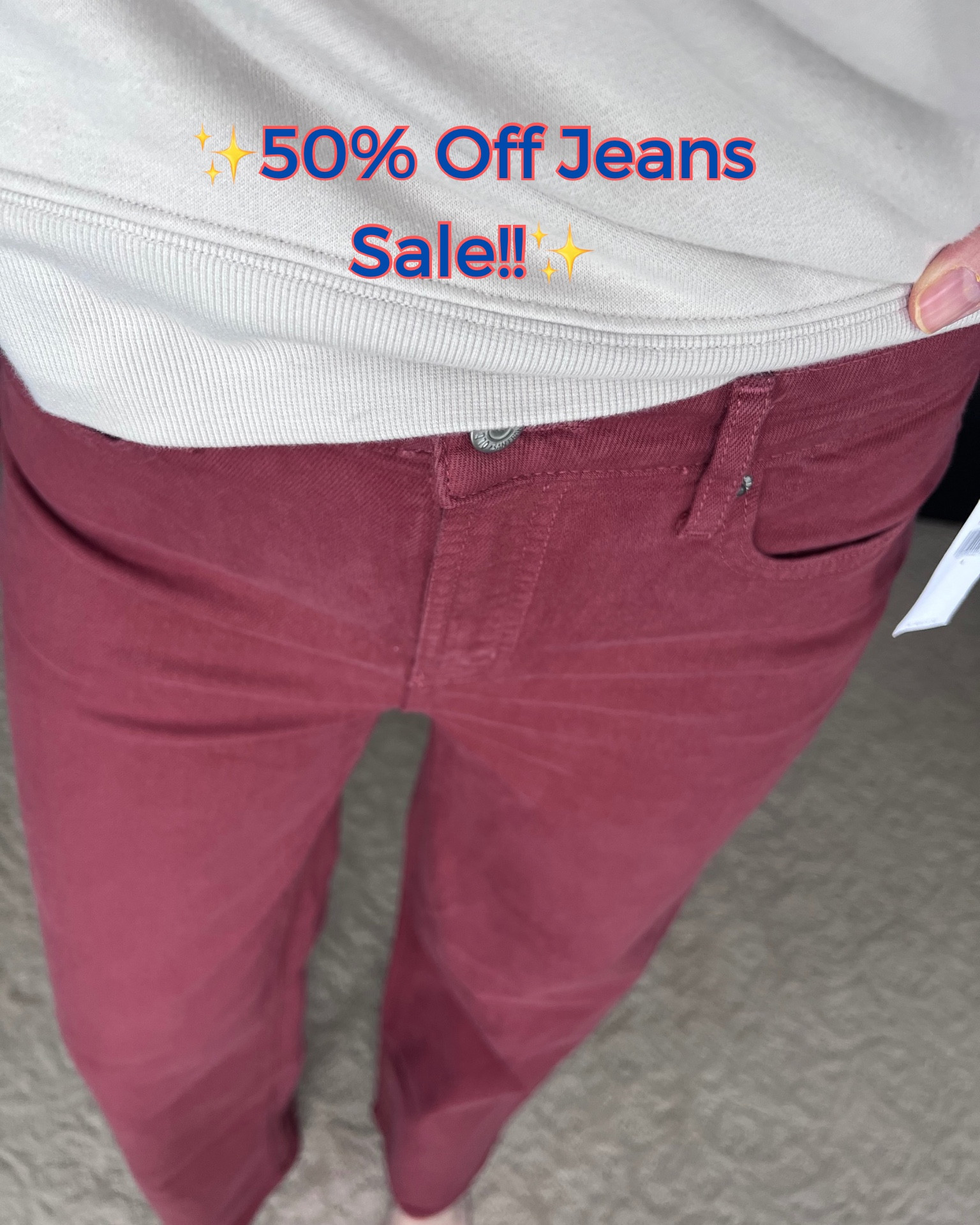 Old Navy has 50% off jeans right now - plus extra savings if you are member! The jeans I’m wearing are the high waisted wide leg jeans. They are so comfy, I originally bought them in the light green color and got another pair because they fit so great! Canadian and U.S links below. ☺️

#LTKFindsUnder50 #LTKSaleAlert #LTKMostLoved