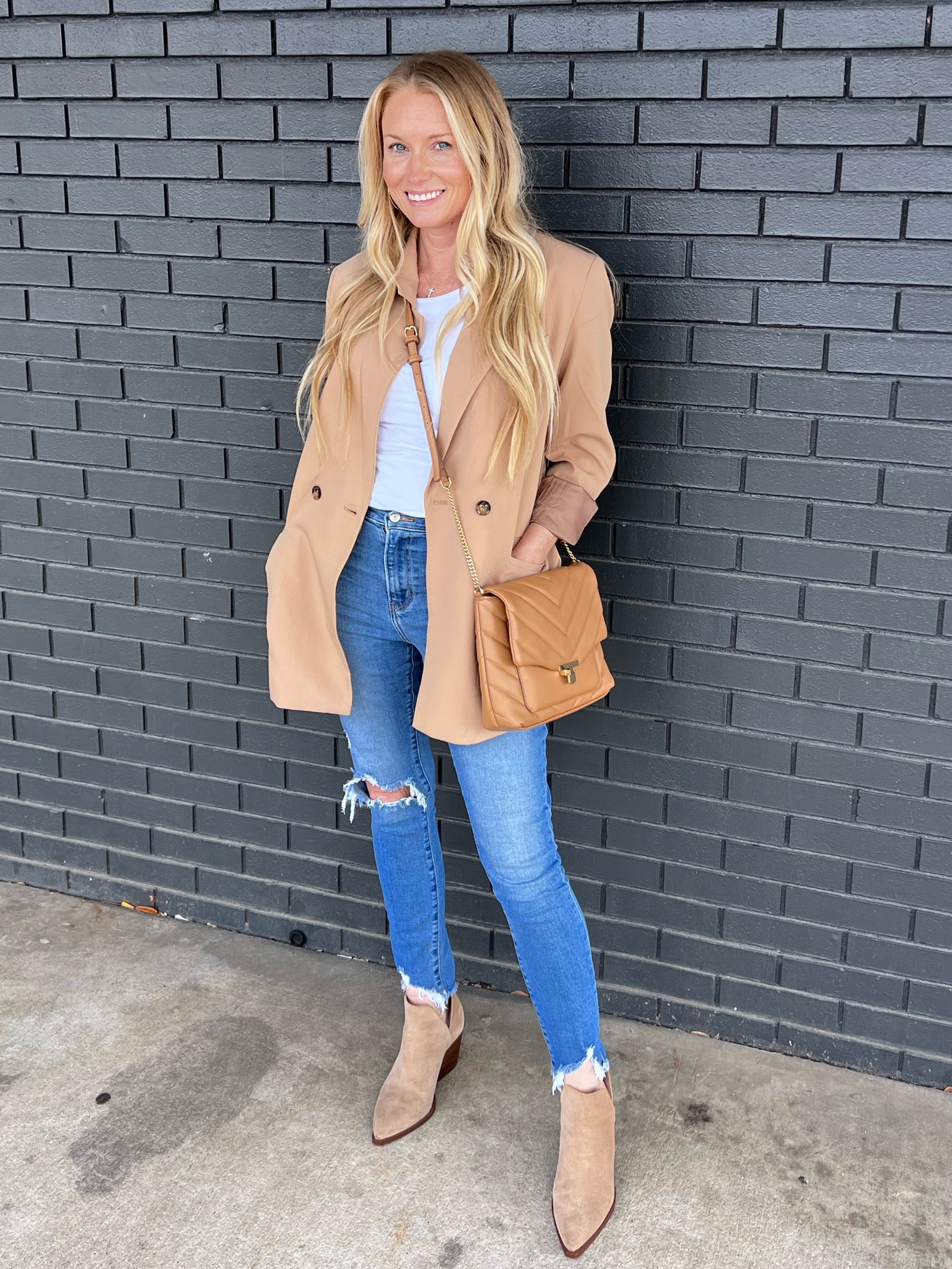 Amazon blazer size Small (TTS) 
Abercrombie jeans size 29 (tts) 
Bodysuit size medium (tts) 

Casual style; affordable fashion; work wear; business outfit; blazer; bodysuit; Amazon fashion; 

#LTKstyletip #LTKunder50 #LTKFind