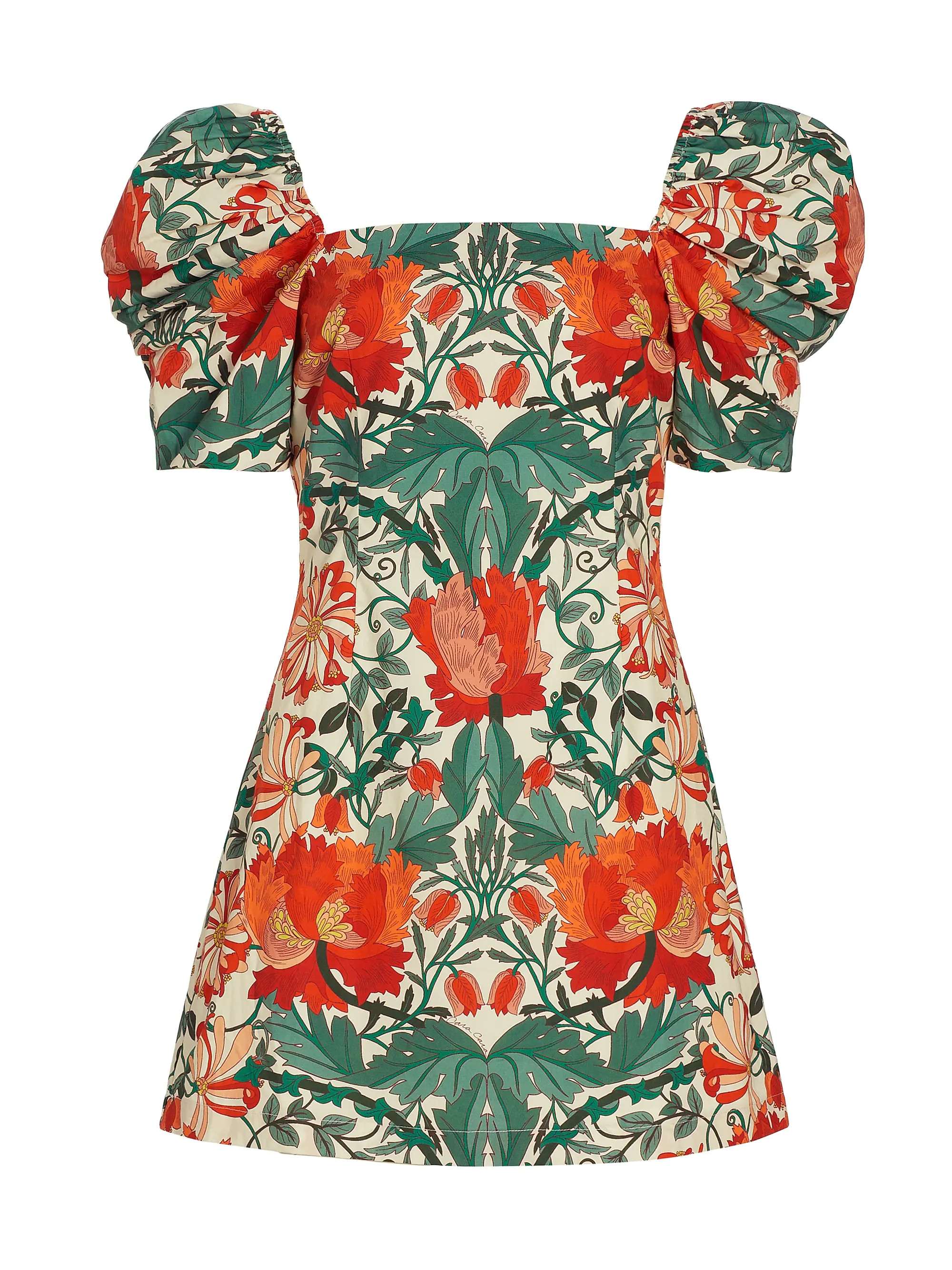 Kelly Floral Puff-Sleeve Minidress | Saks Fifth Avenue