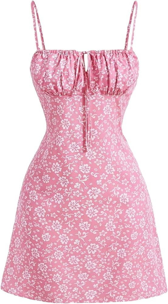 Floerns Women's Summer Floral Cherry Print A Line Short Cami Dress | Amazon (US)