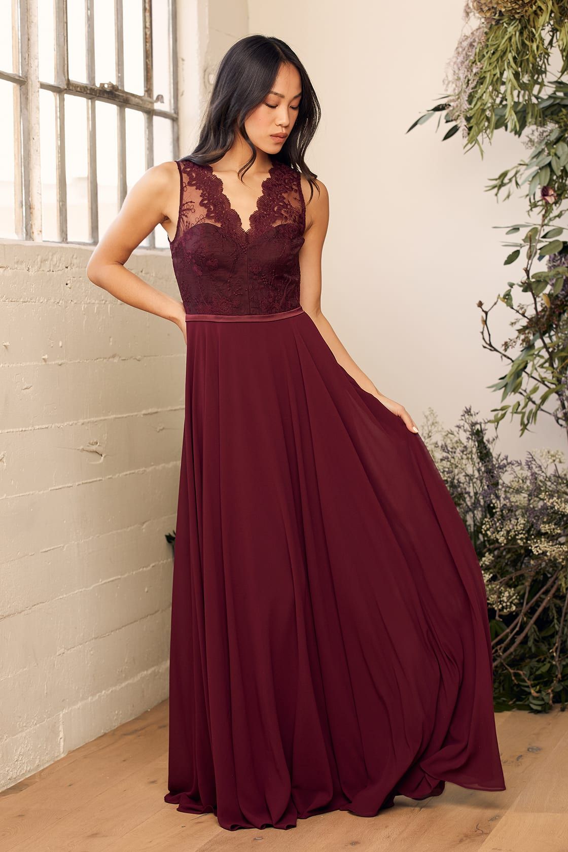 Romance is in the Air Burgundy Lace Maxi Dress | Lulus (US)