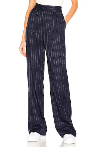 Favorite Daughter The Favorite Pant in Navy Pinstripe from Revolve.com | Revolve Clothing (Global)