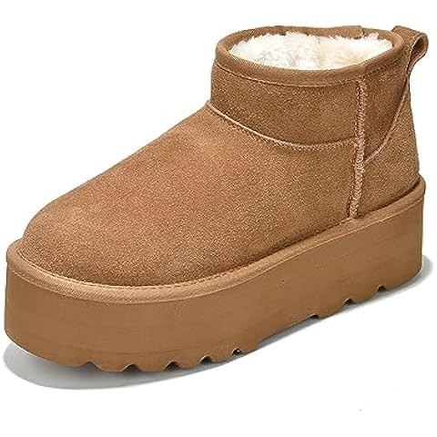 DREAM PAIRS Platform Mini Boots for Women Genuine Suede Leather, Classic Winter Ankle Snow Boots ... | Amazon (US)
