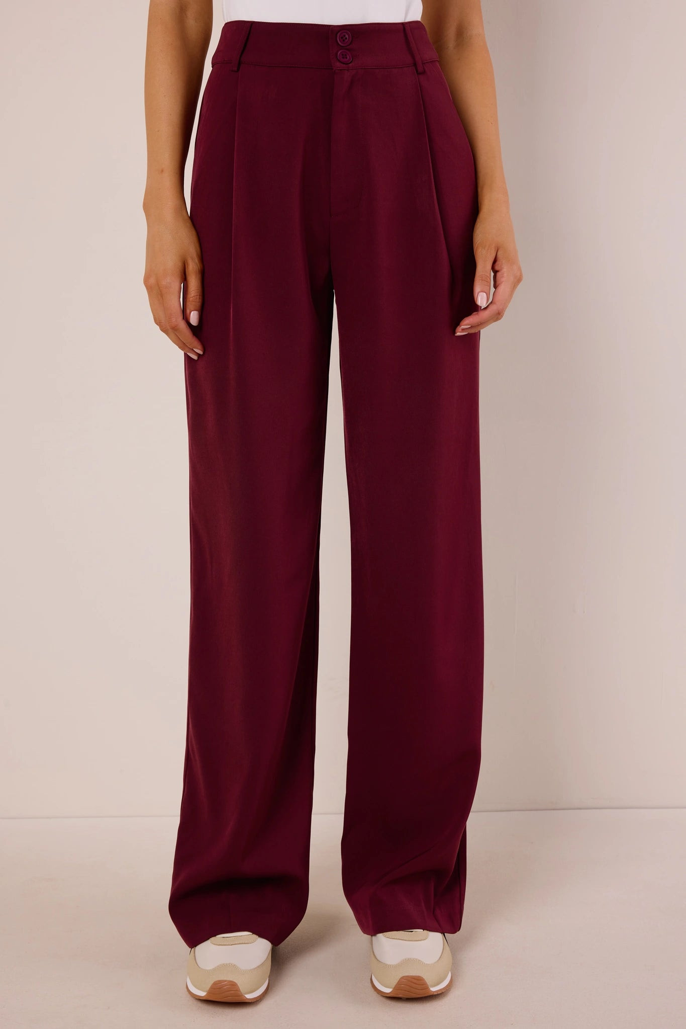Antoinette Burgundy Wide Leg Pants | Avara