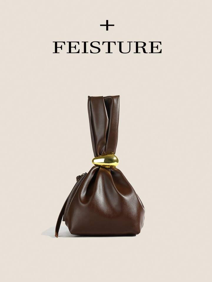 FEISTURE 1pc Plain PU Leather Pleated Cloud Shaped Handbag For Girls, Women, College Students, An... | SHEIN