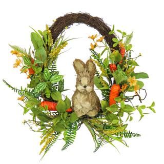 16" Bunny on Carrot Decorated Easter Wreath | Easter Floral & Containers | Michaels | Michaels Stores
