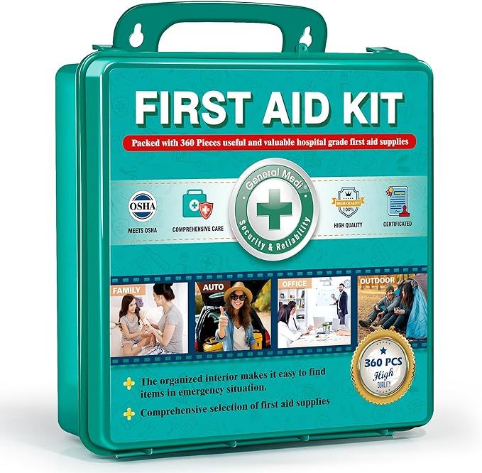 General Medi 360 Pieces Hardcase First Aid Kit - Comprehensive Large First Aid Box Contains Premi... | Amazon (US)