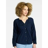 Time and Tru Women's Eyelet Blouse with Long Sleeves, Sizes XS-XXXL | Walmart (US)