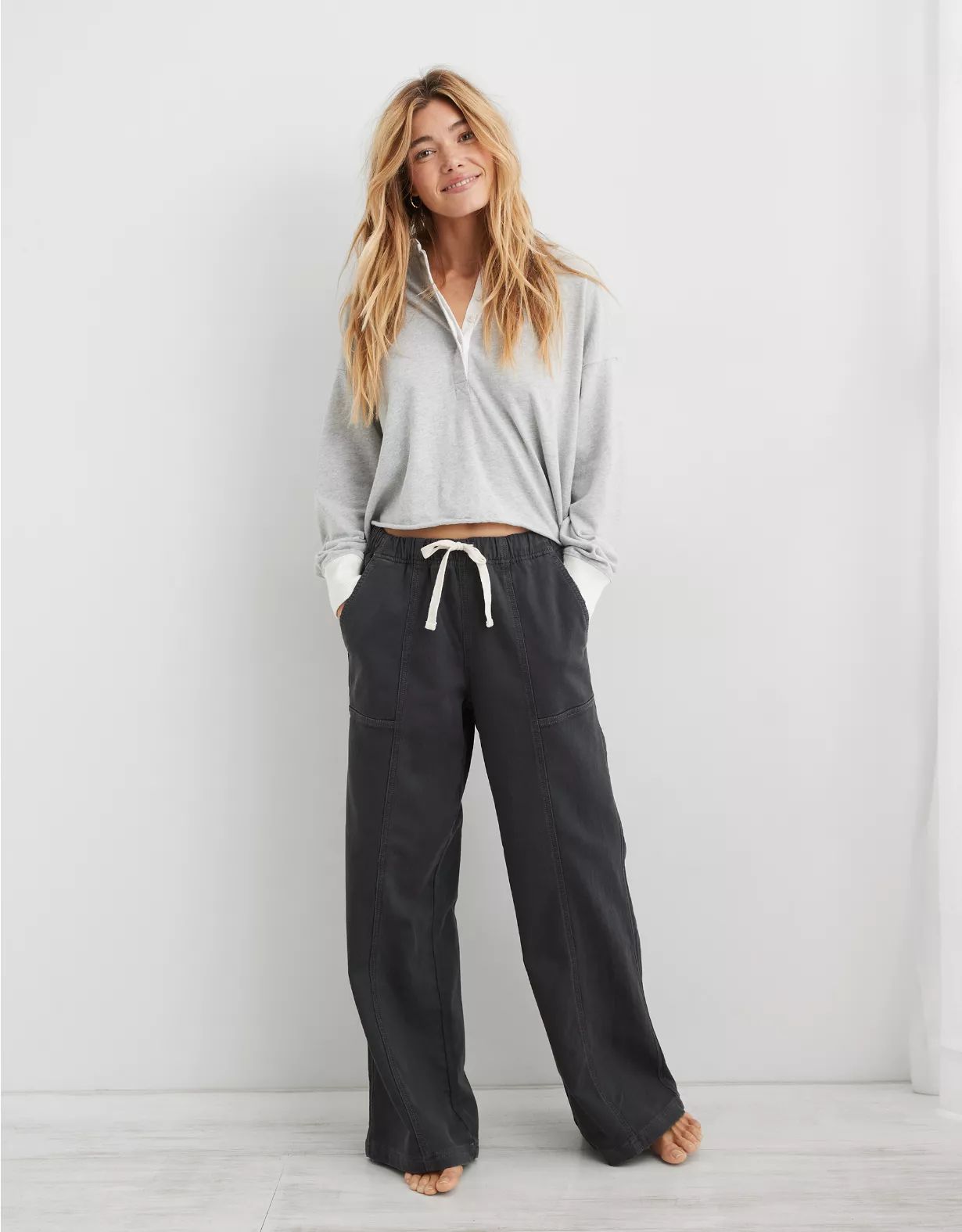 Aerie Me-Day Tie Waist Pant | American Eagle Outfitters (US & CA)