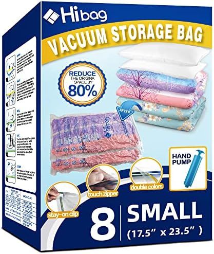 8 Small Vacuum Storage Bags for Clothes, Travel Space Saver Bags with Hand-Pump (8-Small) | Amazon (US)