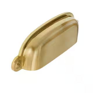 Garner 2-3/4 in. (70 mm) Center-to-Center Traditional Satin Brass Cup Drawer Pull | The Home Depot