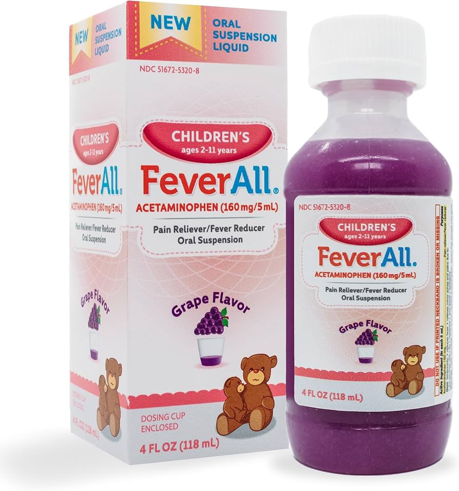 Feverall Liquid Oral Children Fever Reducer/Pain Reliever (4 oz., Grape) | Amazon (US)