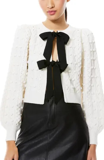 Kitty Bow Front Bobble Crop Cardigan | Nordstrom
