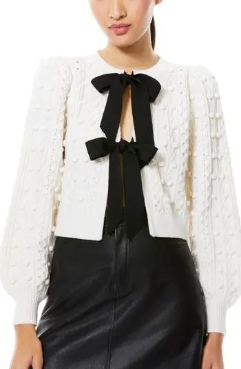 Alice + Olivia Kitty Bow Front Bobble Crop Cardigan | Nordstrom | Nordstrom