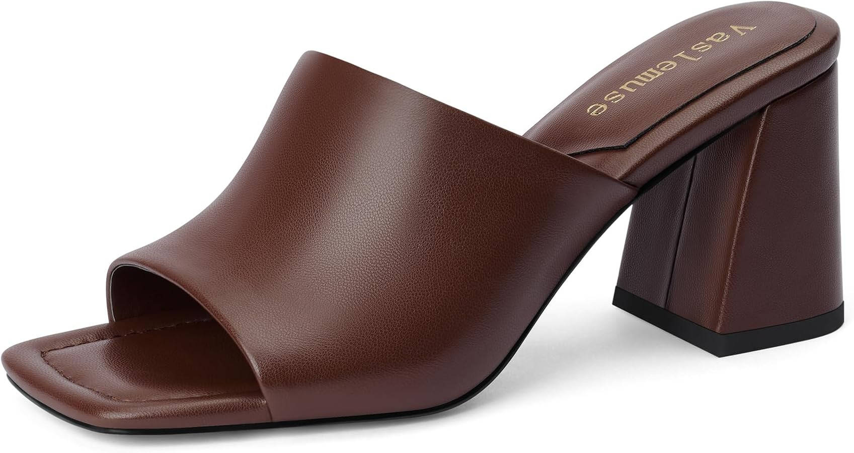 Vaslemuse Mule Heels For Women, Chunky Block Heeled Sandals, Square Open Toe Casual Comfort Slide... | Amazon (US)
