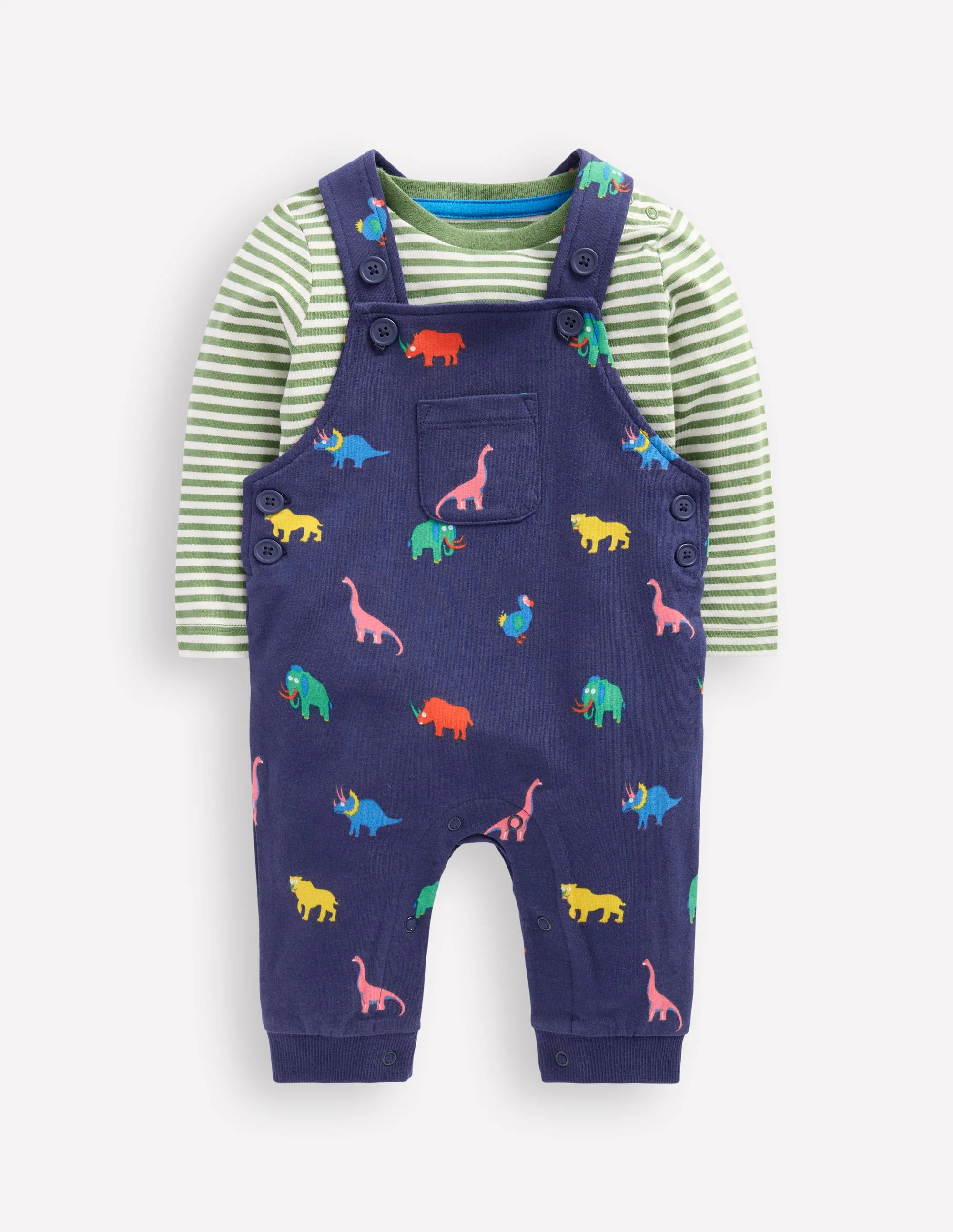 Printed Jersey Overalls Set-Multi Prehistoric Animals | Boden (US)