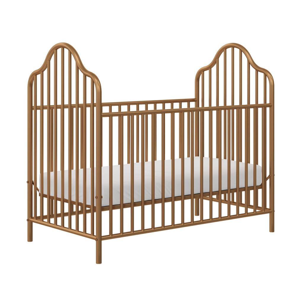 Little Seeds Rowan Valley Lanley Gold Metal Crib and Changing Table Set | The Home Depot