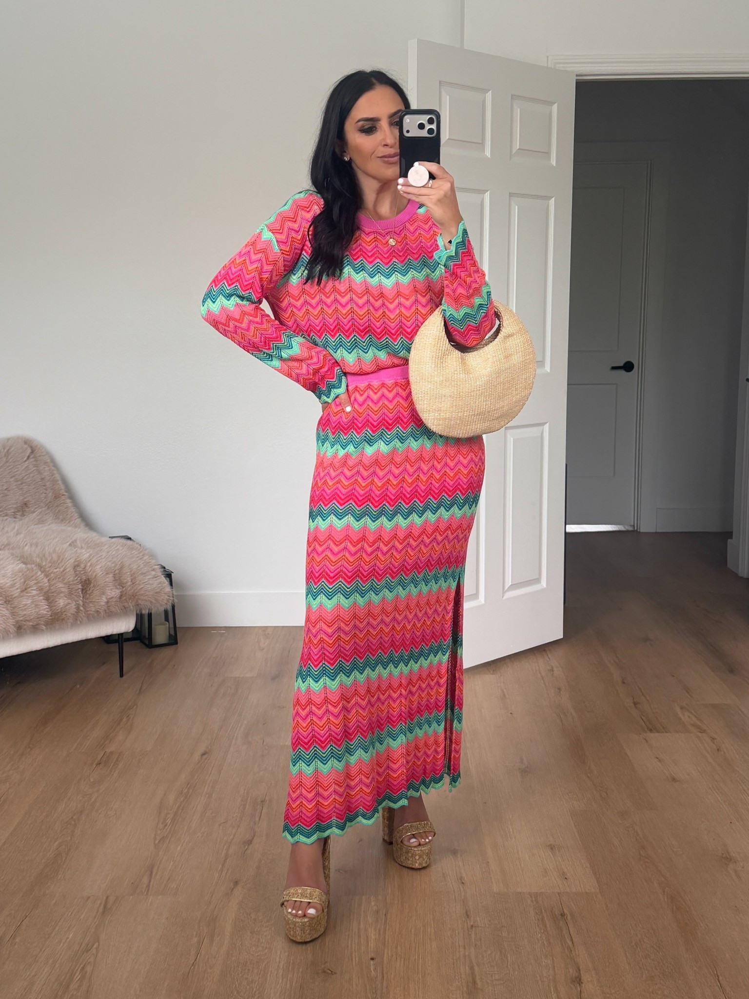 Beach Riot Beach Cover Up Sweater wearing size medium 

Beach Riot Ivana Stripe Open Knit Cover-Up Maxi Skirt wearing size medium 