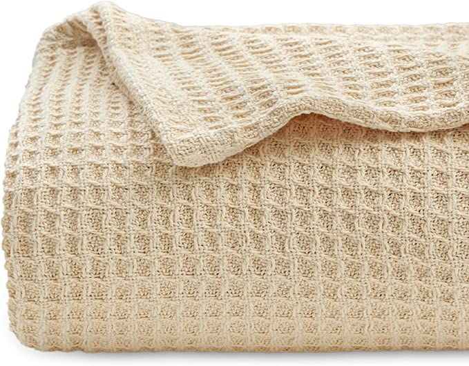 BEDSURE 100% Cotton Blankets Queen Size for Bed - 405GSM Waffle Weave Blankets for All Seasons, C... | Amazon (US)