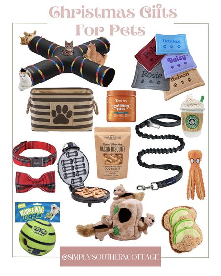 christmas gifts for pets / pet essentials / pet favorites / chew toys / pet beds / cat tunnels / festive collar / dog treat mold / dog chill pills / leash / dog trays / toy basket / ball

#LTKSeasonal #LTKHoliday #LTKGiftGuide