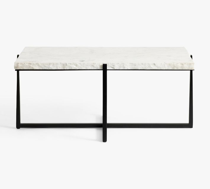 Cori Rectangular Chiseled Marble Coffee Table | Pottery Barn (US)