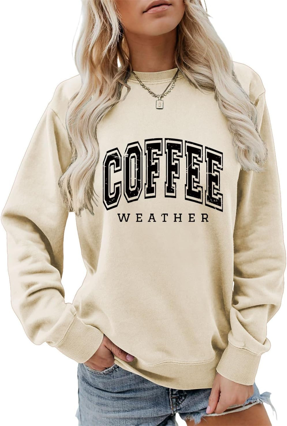 Coffee Weather Sweatshirt Women Graphic Shirts Coffee Lover Sweatshirts Fall Season Long Sleeve Pullover Tops | Amazon (US)
