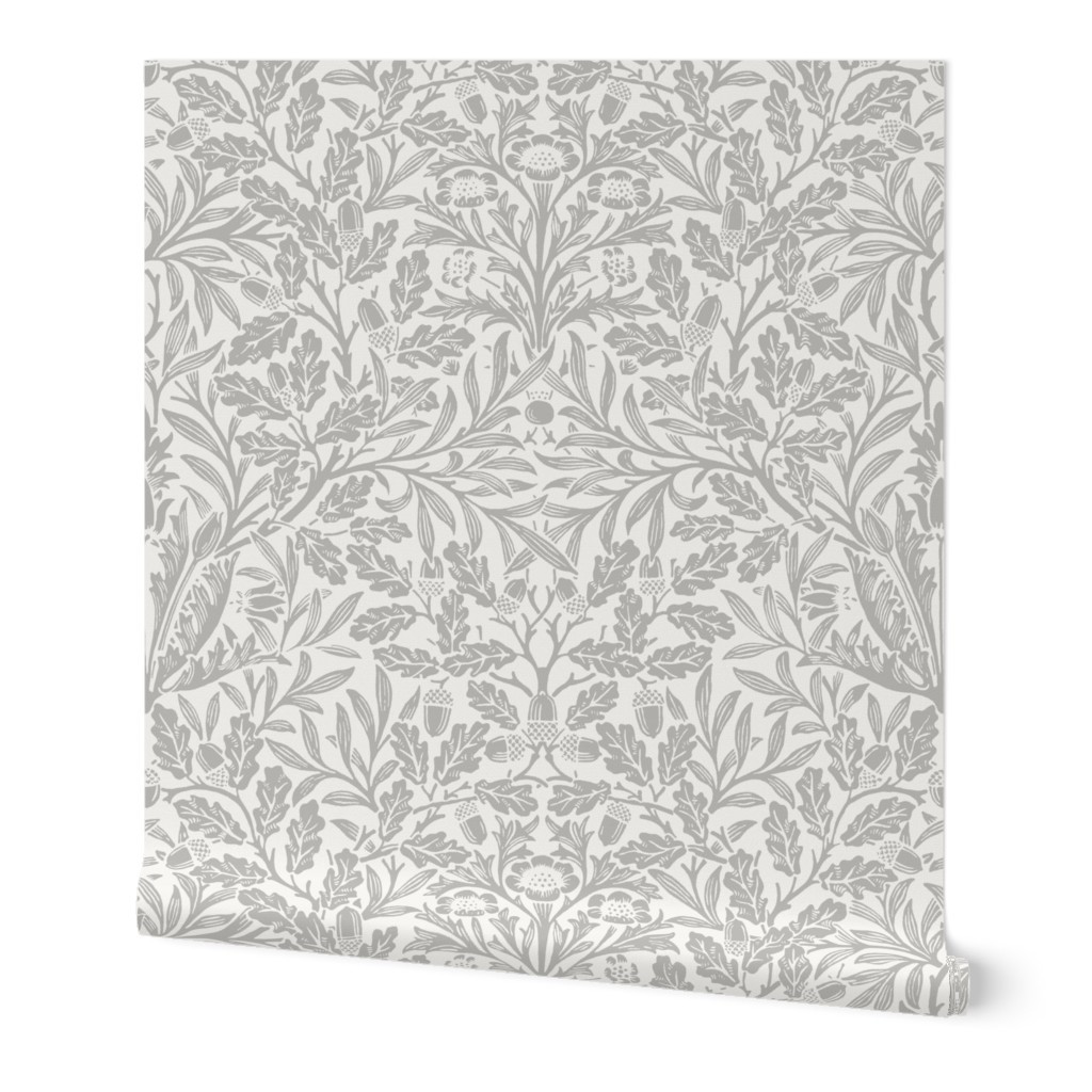 ACORN IN GREY & LACE (Arts & Crafts Neutrals) - WILLIAM MORRIS Wallpaper | Spoonflower | Spoonflower