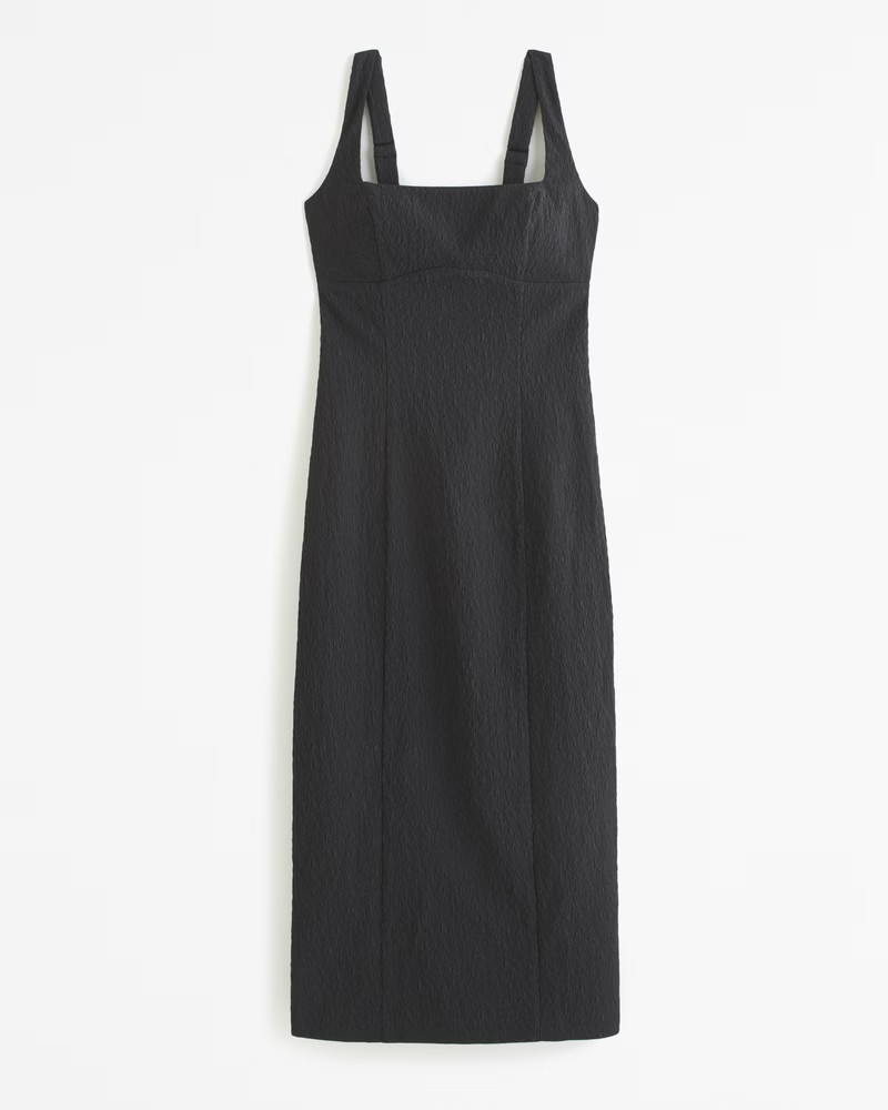 Textured Clean Column Midi Dress | Abercrombie & Fitch (US)