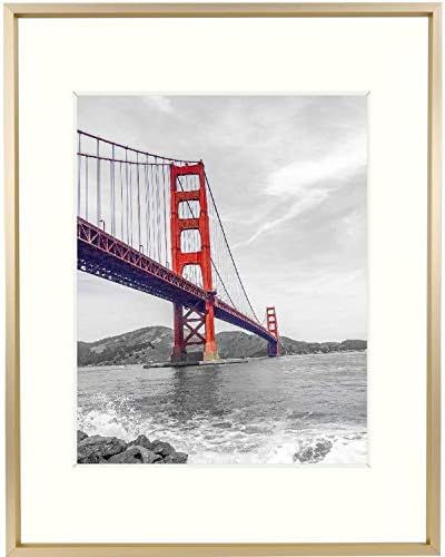 Frametory, 11x14 Aluminum Photo Frame with Ivory Color Mat for 8x10 Picture & Real Glass, Metal Pict | Amazon (US)