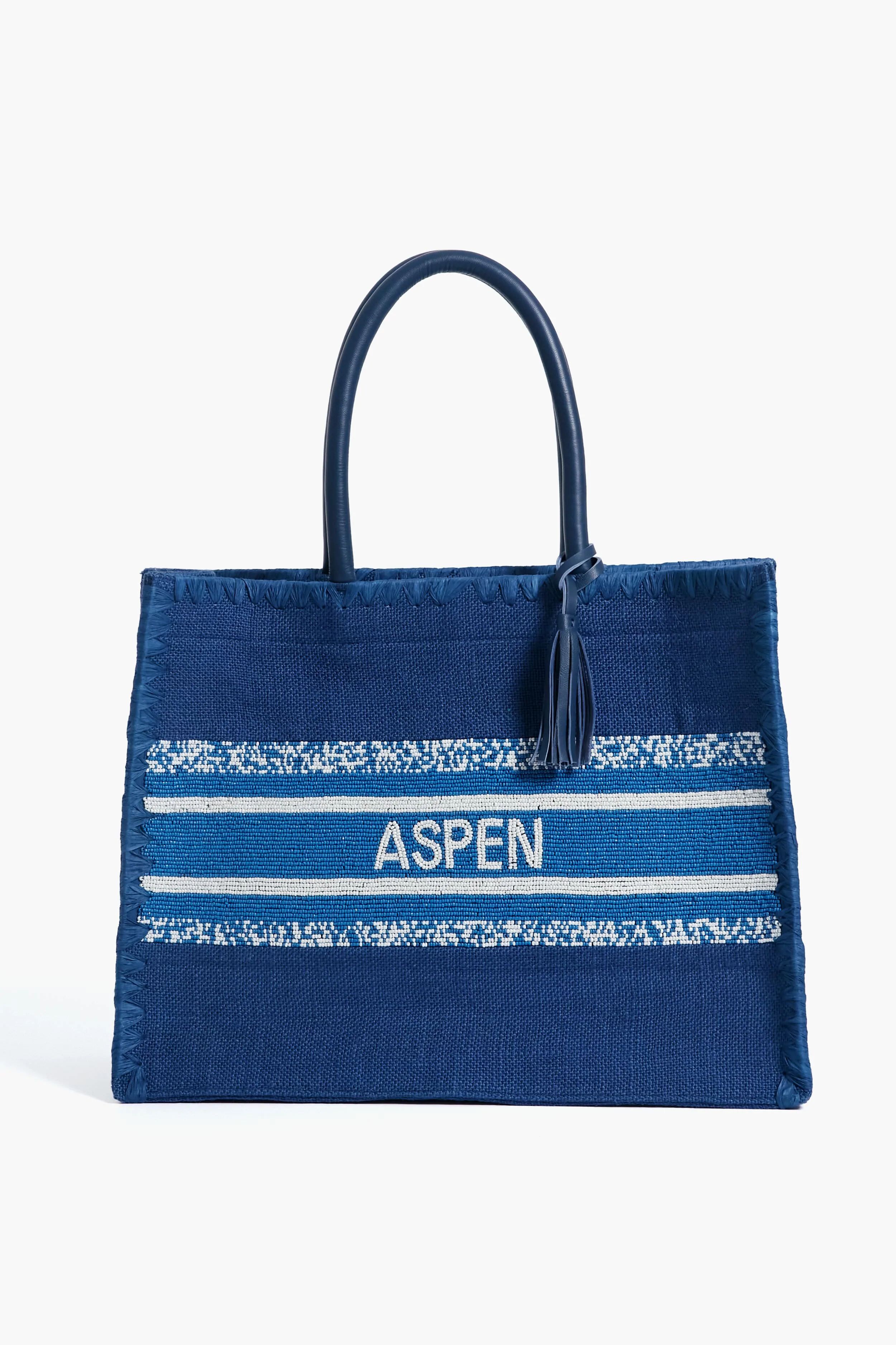 Deep Blue Aspen Beaded Jute Bag | Tuckernuck (US)