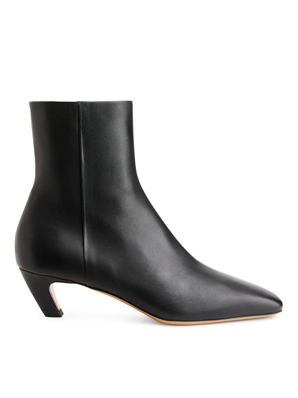 Mid-Heel Leather Ankle Boots | ARKET